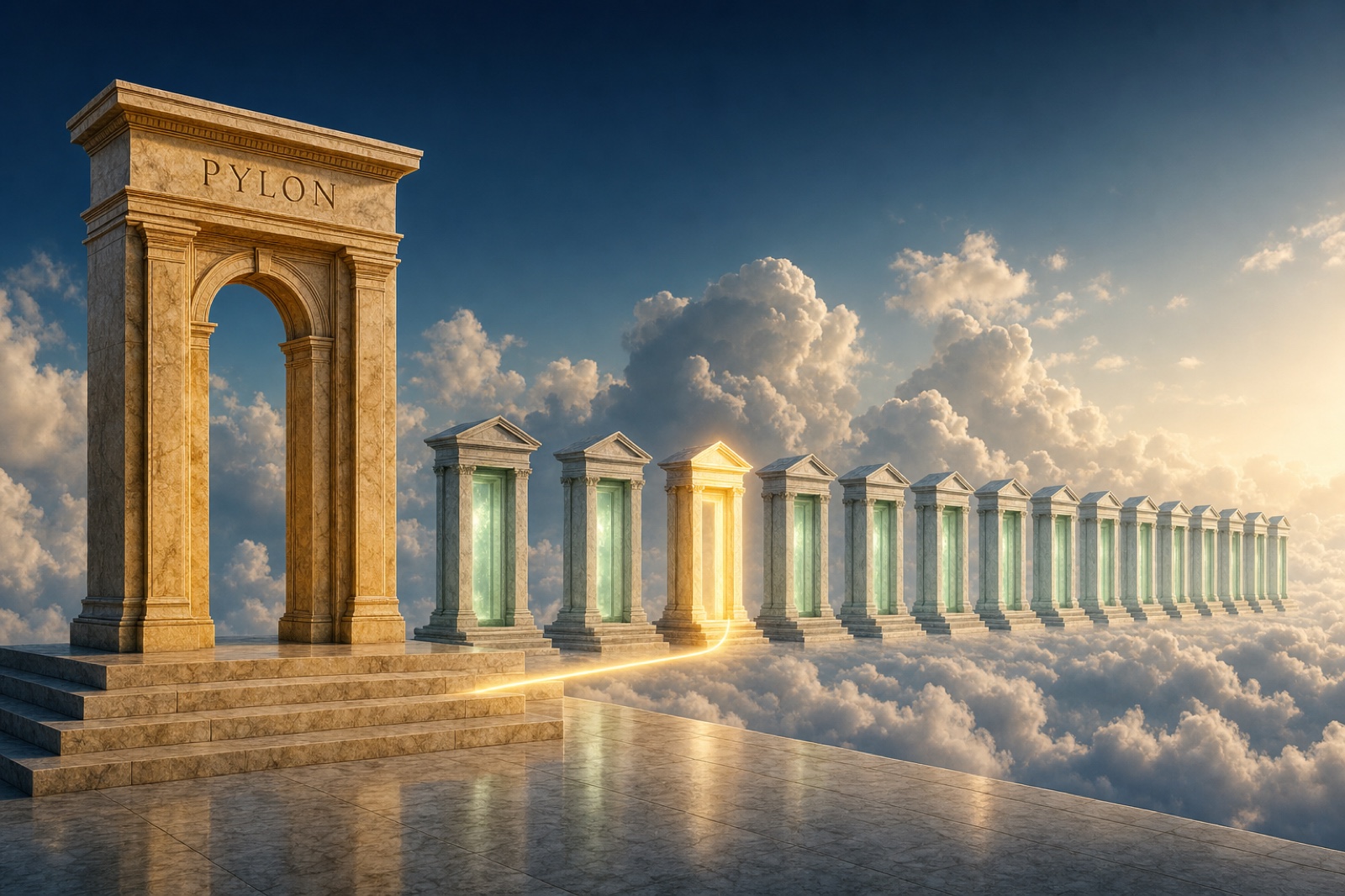 One gateway routing to a colonnade of complete nodes